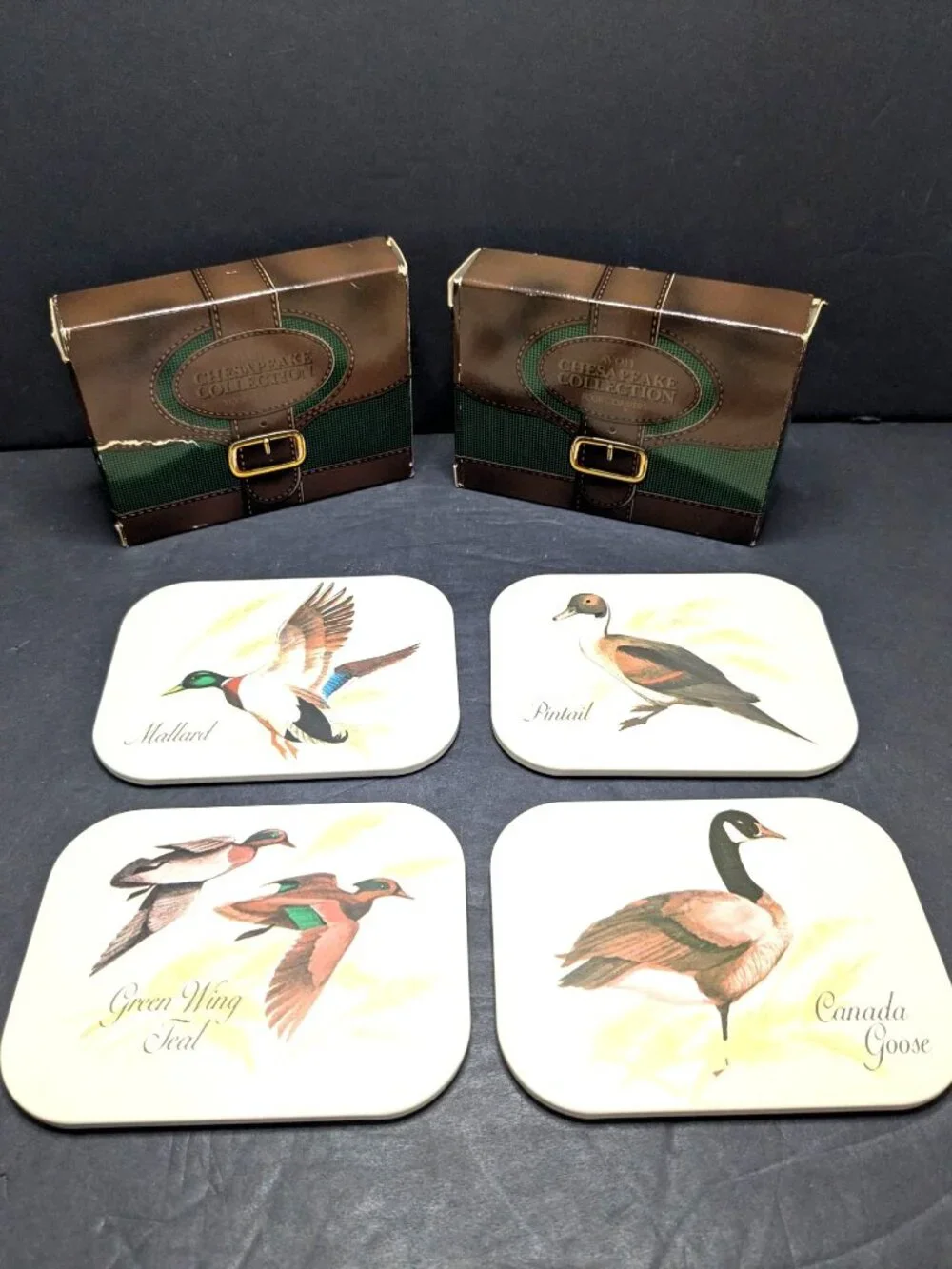 Vtg. AVON Chesapeake Mallard Ducks Drink Coasters Set Of 8 Original Boxes 1981